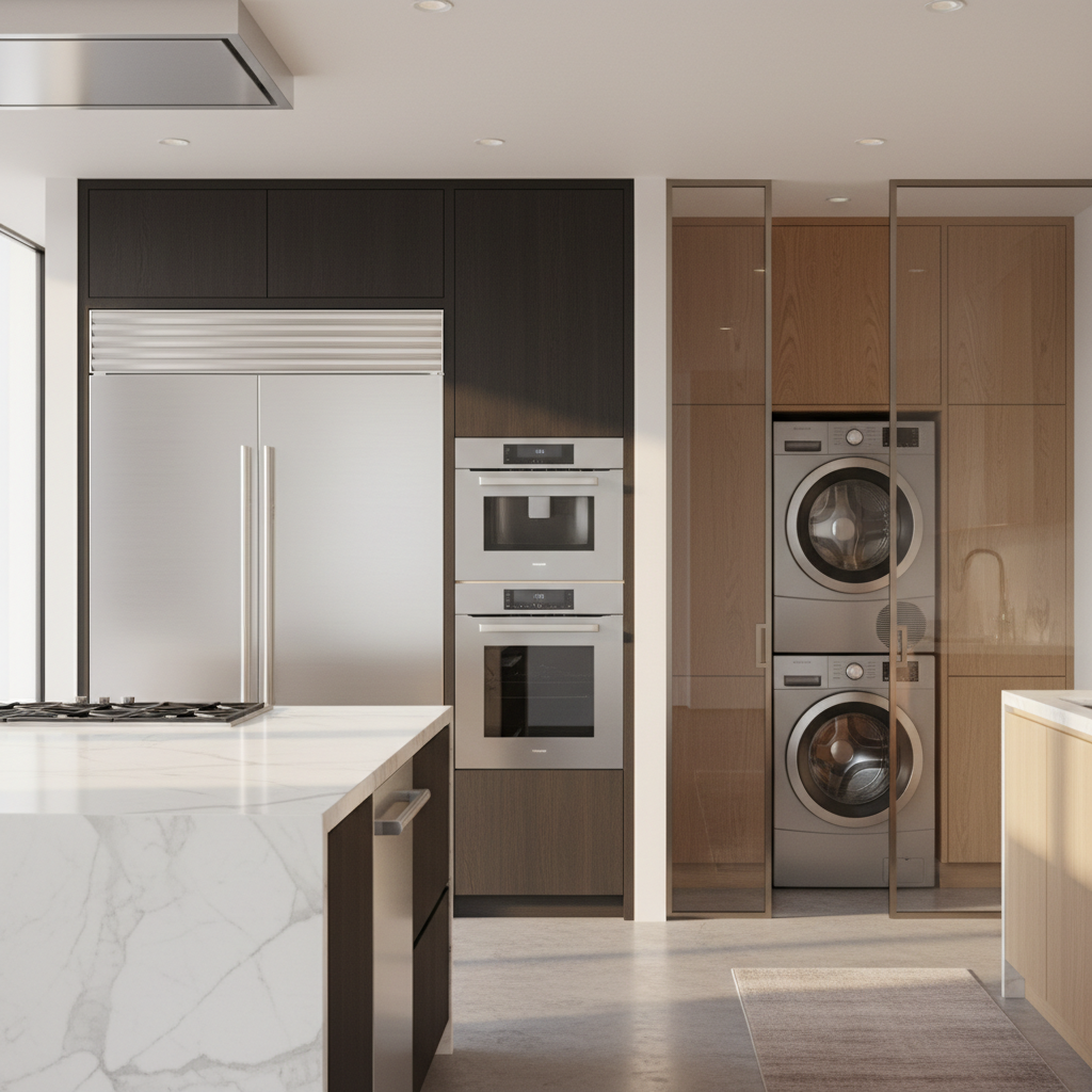 Premium Miele-style household appliance suite in a luxury home